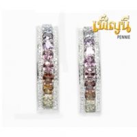 ต่างหูซัฟไฟร์หลากสีประดับเพชร