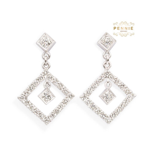 ต่างหูเพชรรูปสี่เหลียม