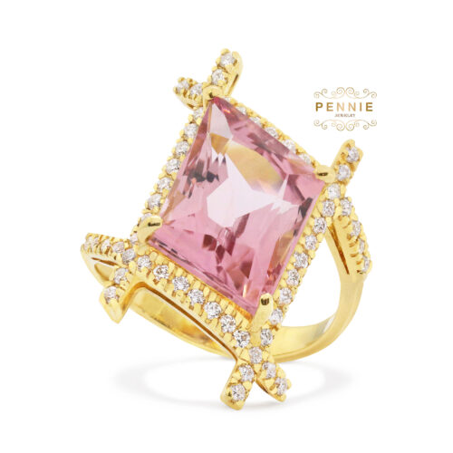 แหวนทัวร์มาลีนประดับเพชร