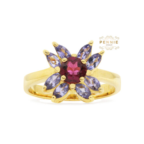 แหวนทัวร์มาลีนประดับแทนซาไนท์