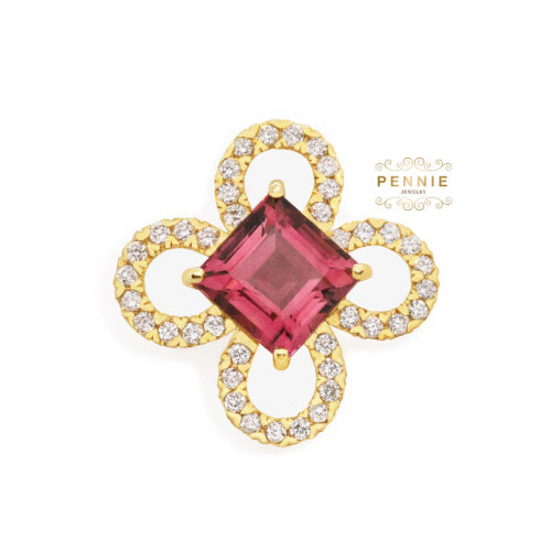 จี้ทัวร์มาลีนประดับเพชร