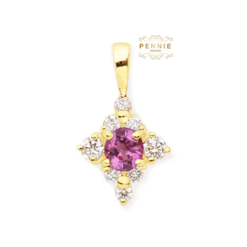 จี้พิงค์ซัฟไฟร์ล้อมเพชร