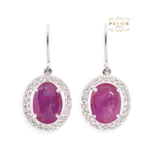 ต่างหูทับทิมล้อมเพชร