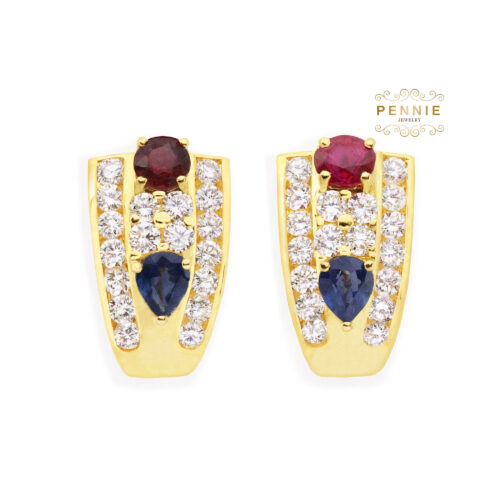 ต่างหูพลอยประดับเพชร