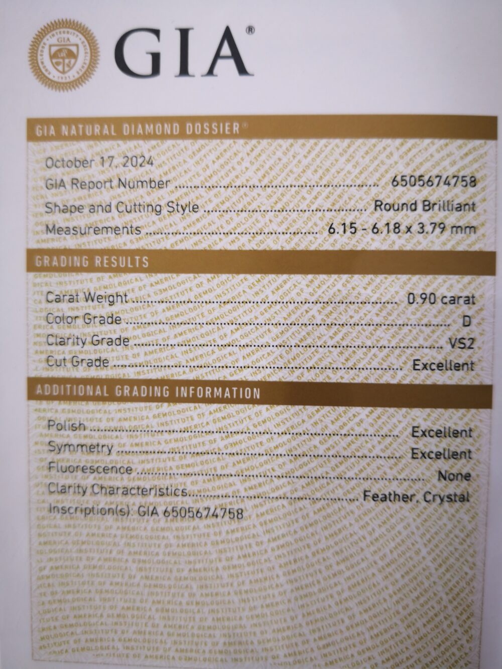 แหวนเพชร0.90กะรัตน้ำ100GIA - Image 3