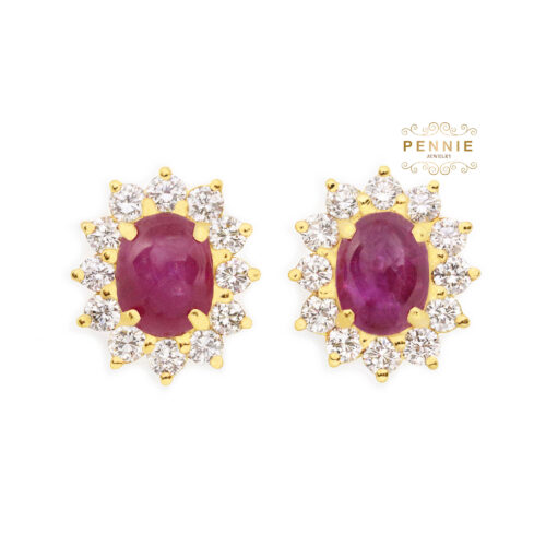 ต่างหูทับทิมล้อมเพชร