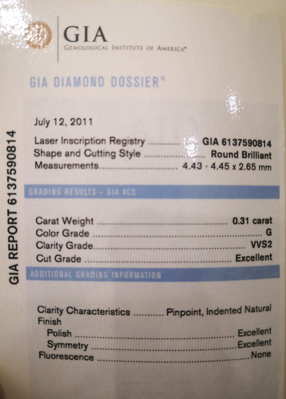 แหวนเพชร0.31กะรัตน้ำ97GIA - Image 3