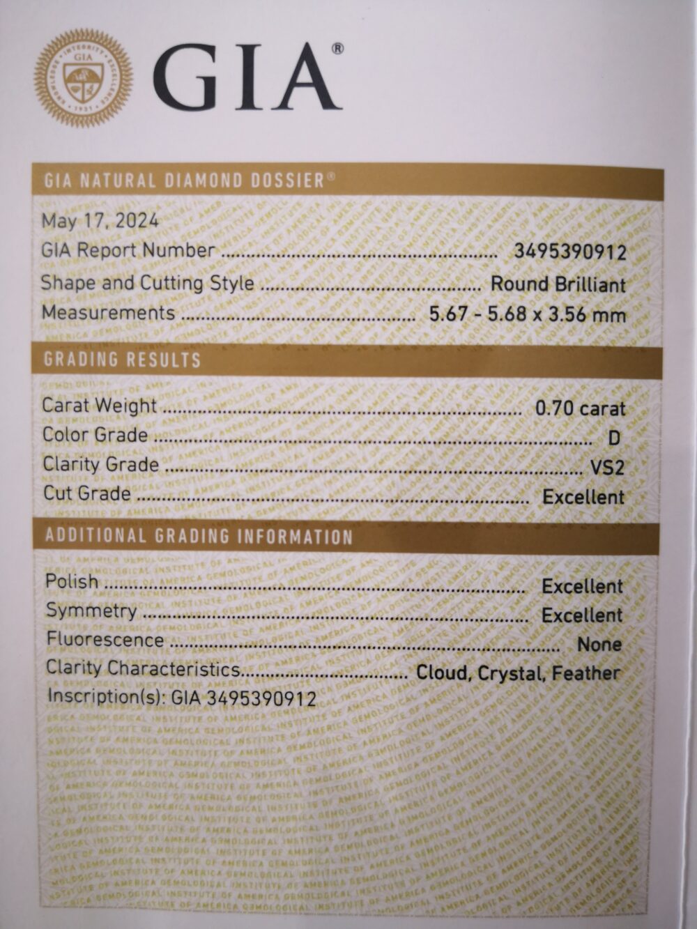 แหวนเพชร0.70กะรัตน้ำ100GIA - Image 3