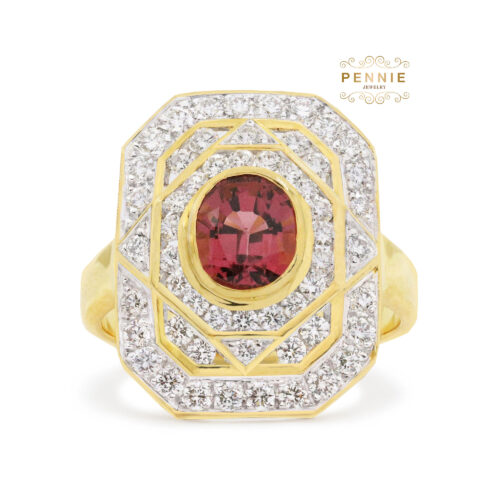 แหวนทัวร์มาลีนประดับเพชร