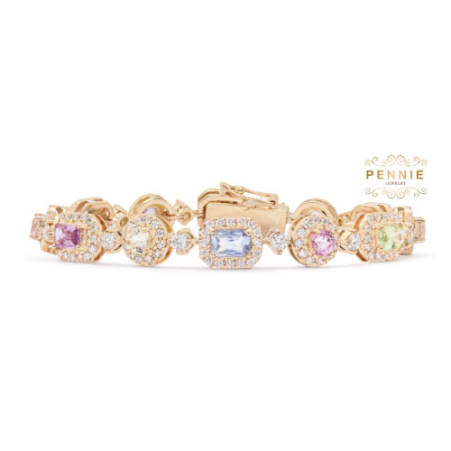 สร้อยข้อมือพลอยดิบประดับเพชร